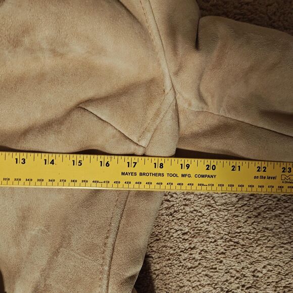 Leder Fischer Shearling Coat Womens Small Tan Suede Hooded Fur Trim Belted Long - Picture 15 of 16